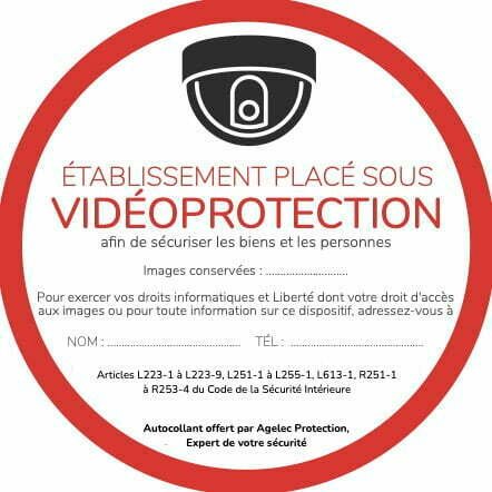Autocollant signalant un site sous vidéoprotection